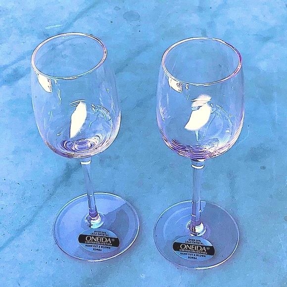 ONEIDA LIMITED EDITION CORDIAL CASHMER PINK 5 INCH CRYSTAL SET OF 2 NIB - Picture 4 of 7